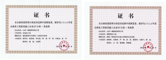 山西建投一建集團(tuán)獲多項(xiàng)省級(jí)QC成果