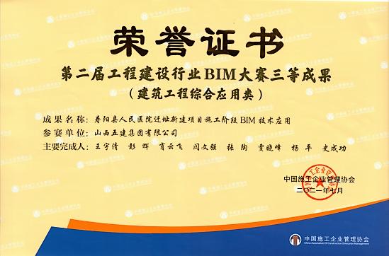 山西建投五建集團(tuán)BIM技術(shù)應(yīng)用成果再獲國(guó)家級(jí)大獎(jiǎng)