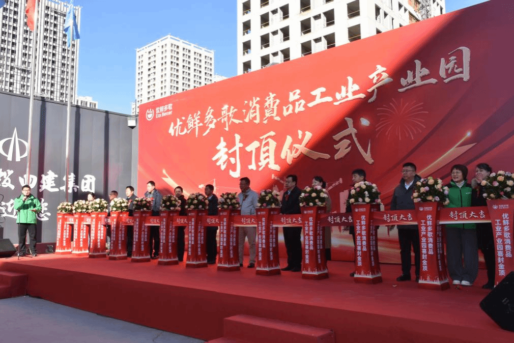 山西建投四建集團承建的優(yōu)鮮多歌（美特好）項目喜封金頂